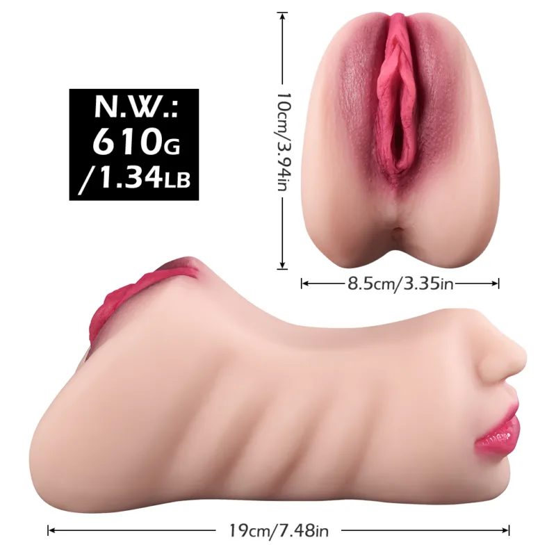 Masturbador 3 Ano Vagina Boca Silicona Skyn Anal Vaginal Gel - Imagen 8