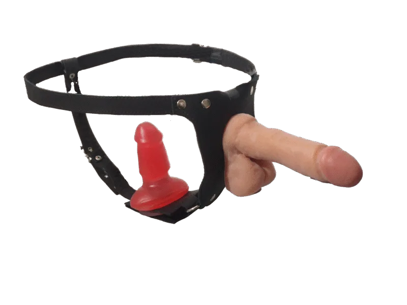 Arnes Doble Placer + Pene + mini pene Anal - Cuero